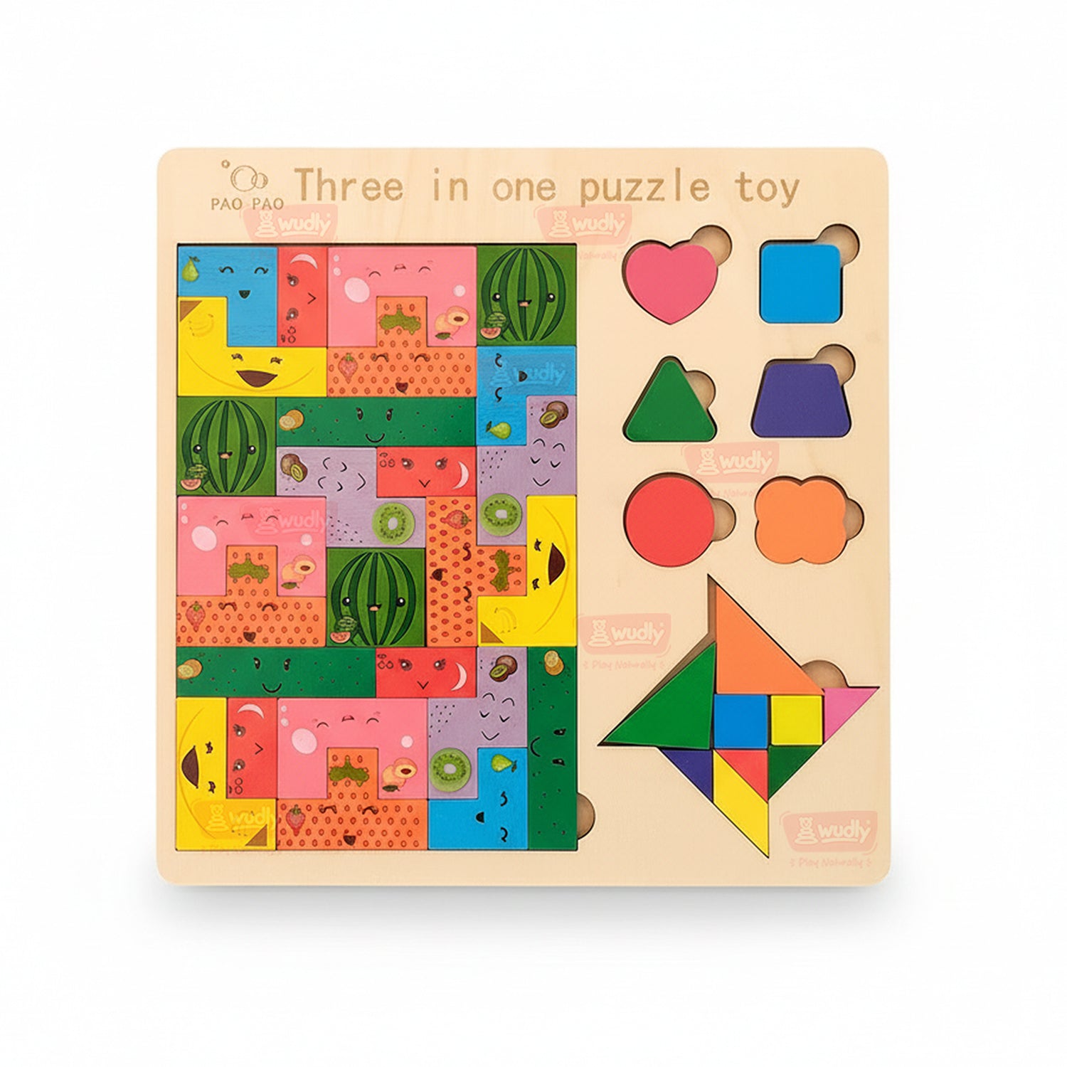 Wudly Wooden Knob Puzzle Board for Kids – Early Learning Educational P ...