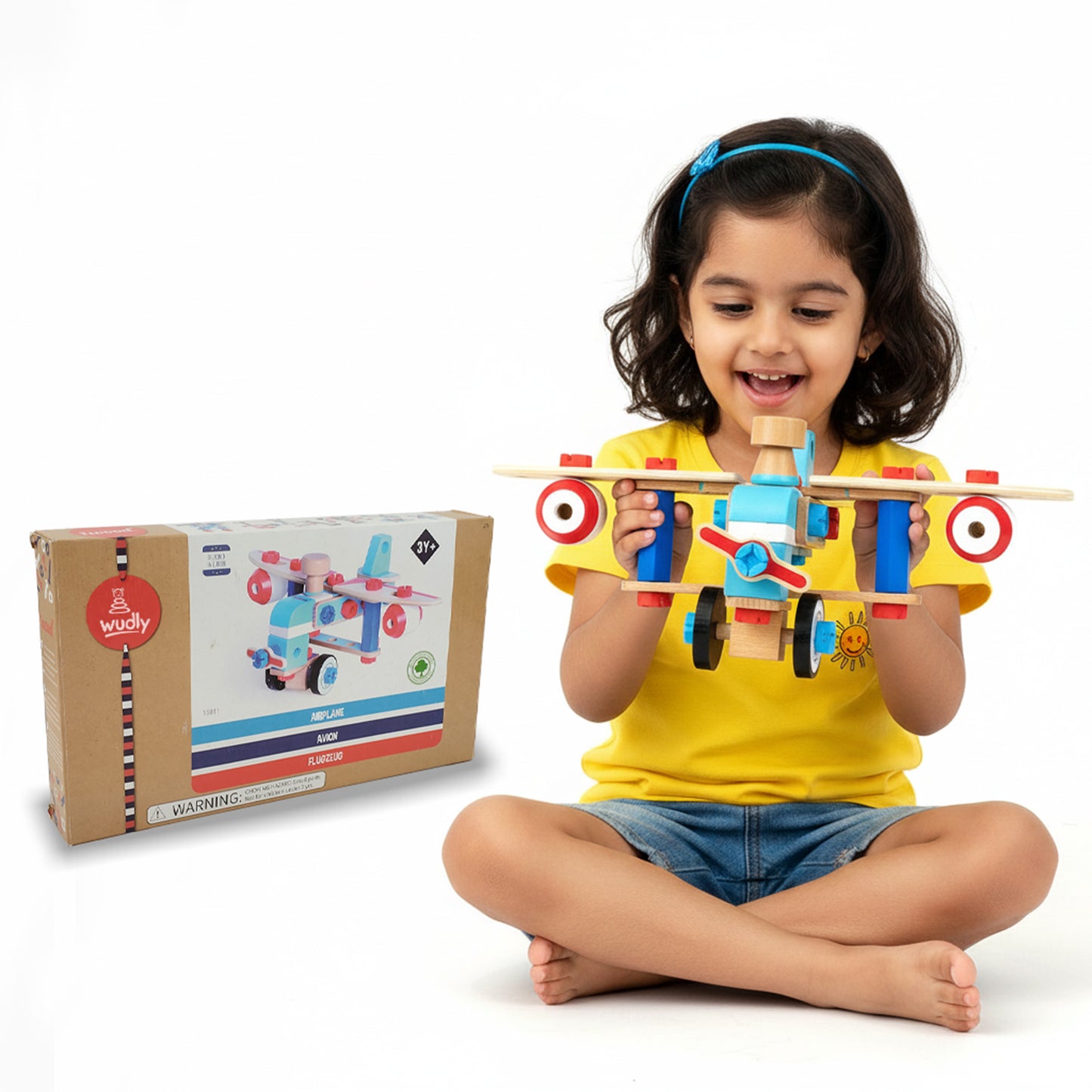 Wudly Wooden Airplane Construction Toy | STEM Learning Toy for Kids (3+ Years)