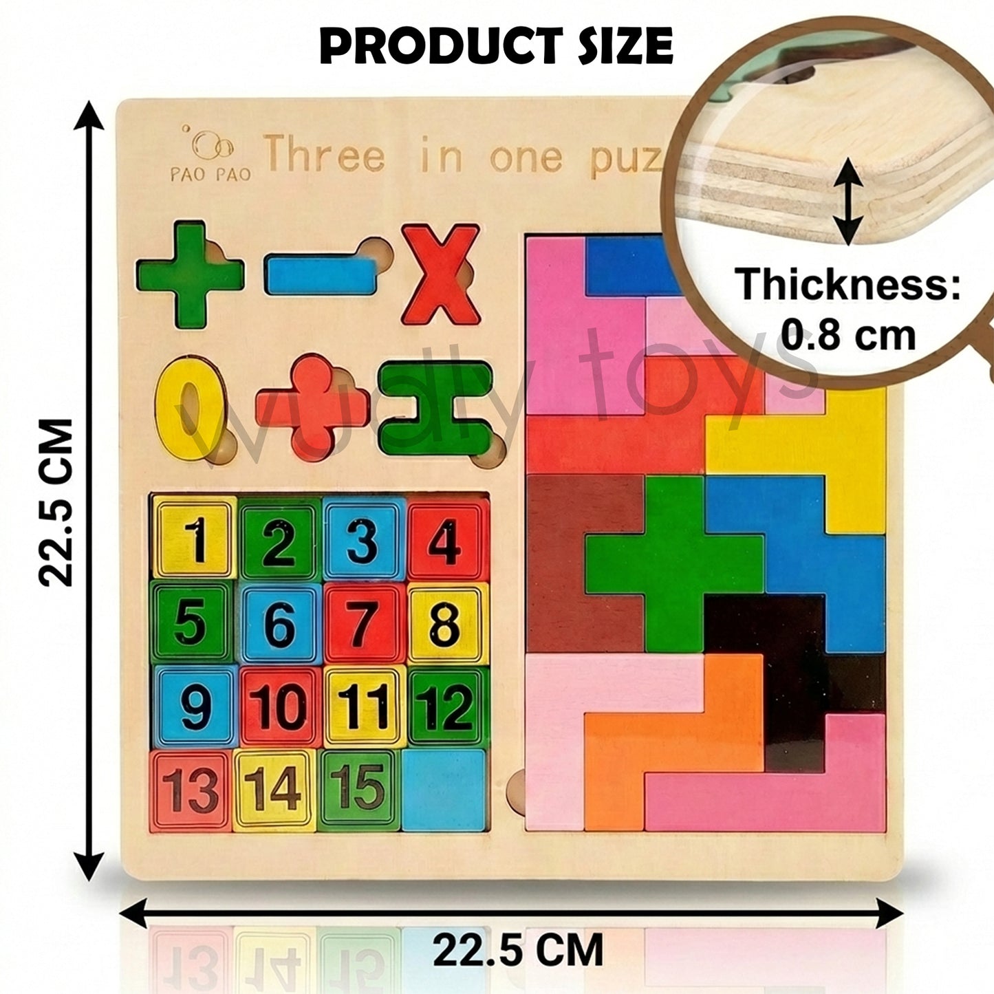 Wudly Wooden Knob Puzzle Board for Kids – Early Learning Educational Puzzle Toy (Multiple Themes)