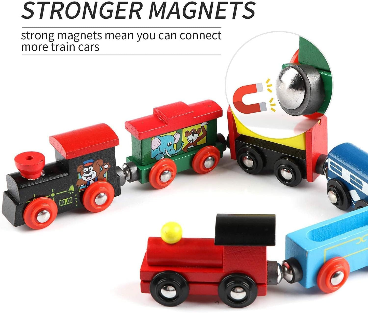 Wudly Wooden Toy Magnetic Train Set