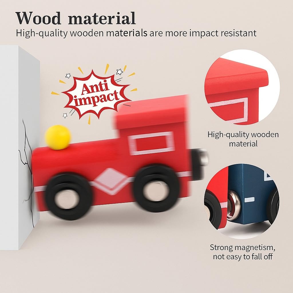Wudly Wooden Toy Magnetic Train Set
