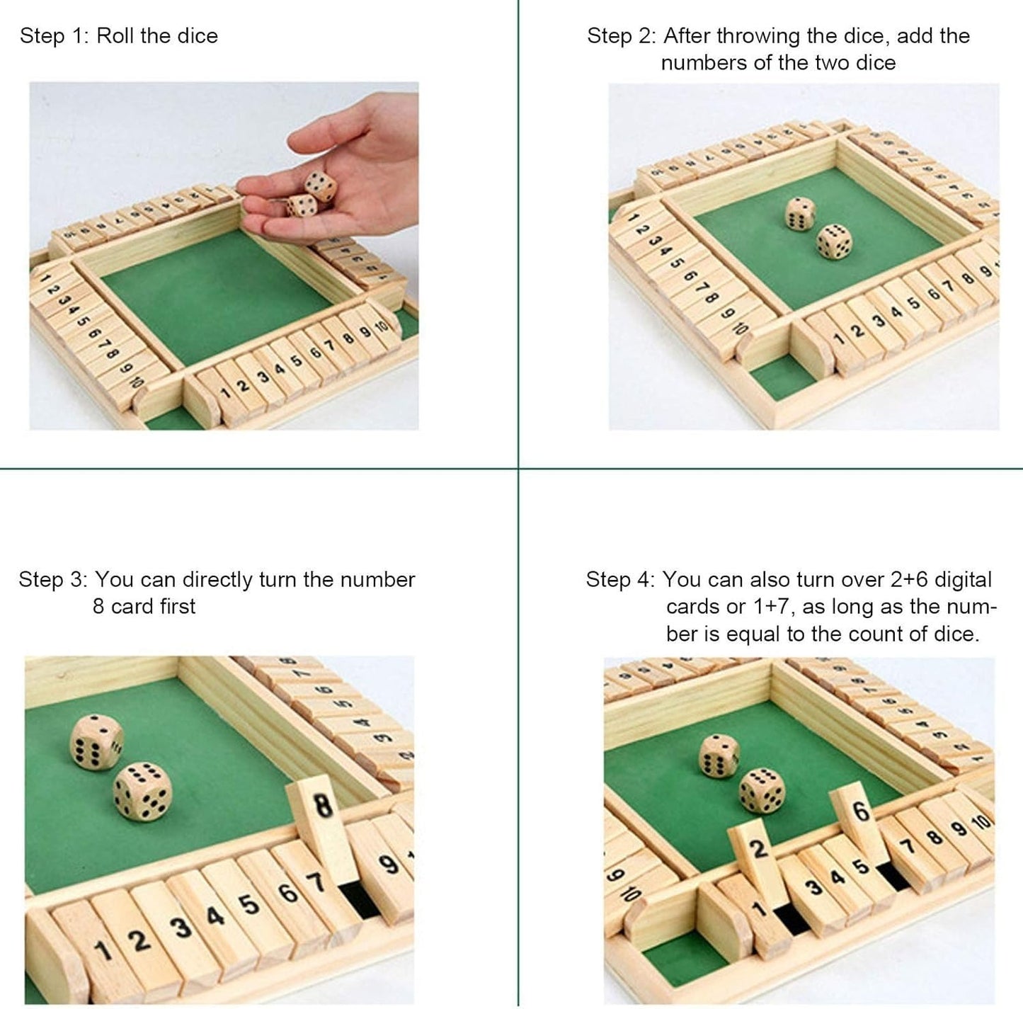 WUDLY Wooden Shut the Box Dice Game Shut The Box, Wooden Learning Game Set, 18 Pieces, Ages 3+ (Classic)