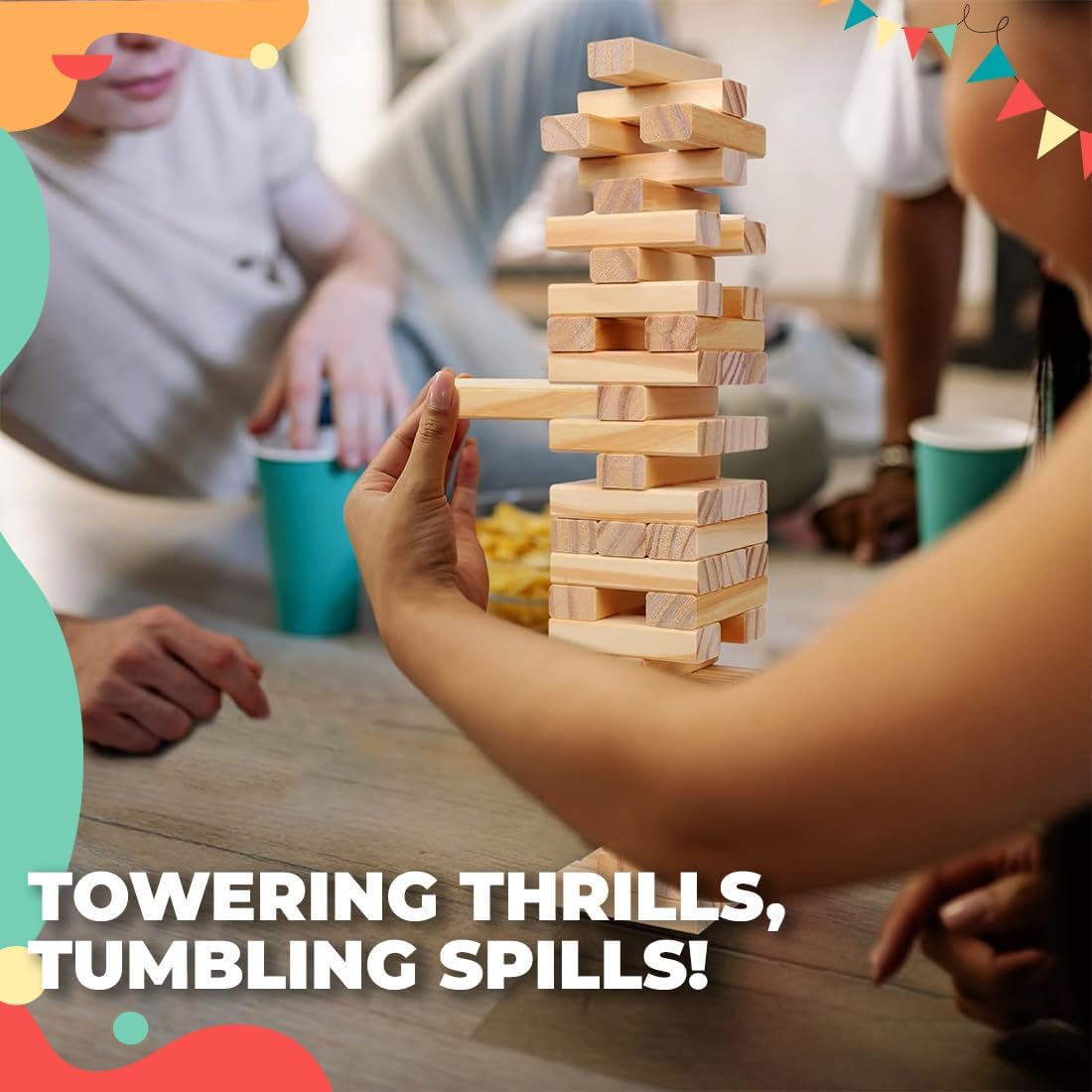 WUDLY Wooden Tumbling Tower Game 54 Pcs.