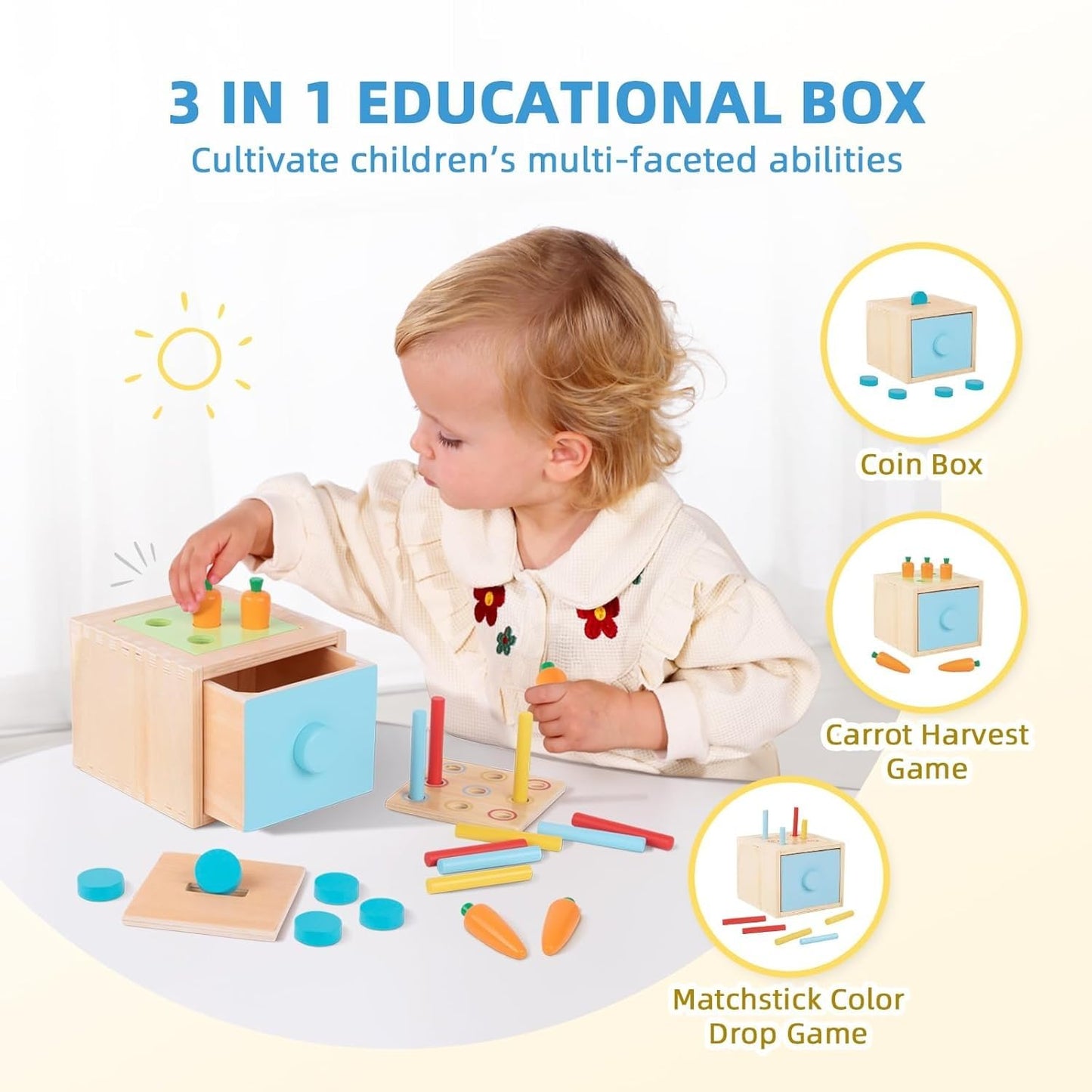 WUDLY Montessori Learning Wooden Baby Toys,16-18 Months