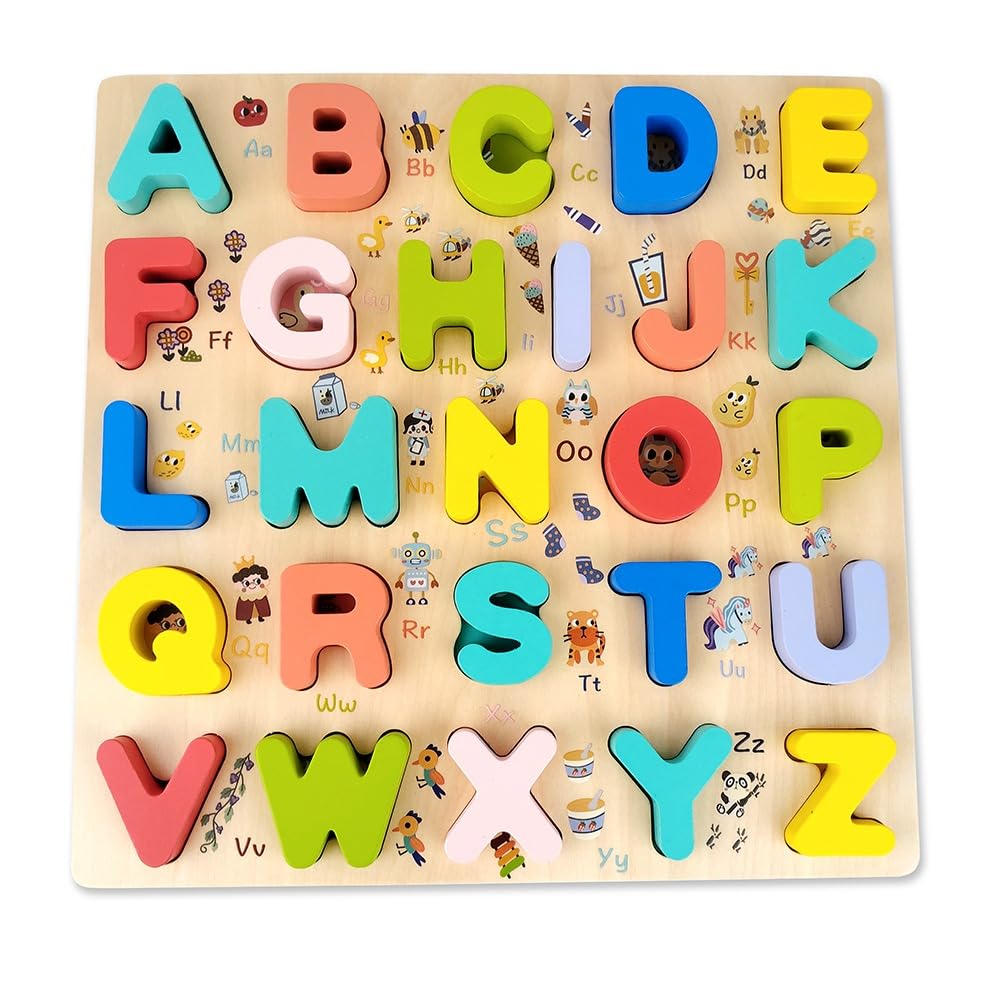WUDLY Wooden Alphabet Puzzle Board