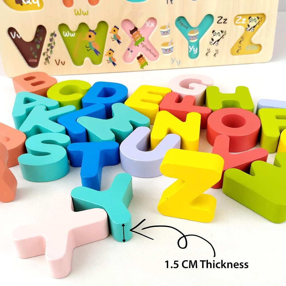 WUDLY Wooden Alphabet Puzzle Board
