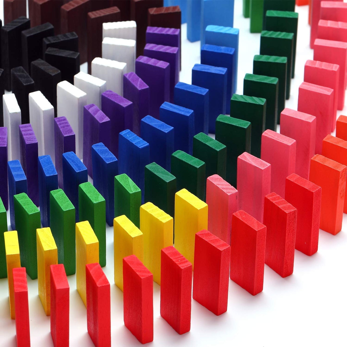 WUDLY 120 Pcs 12 Color Wooden Dominos Blocks Set