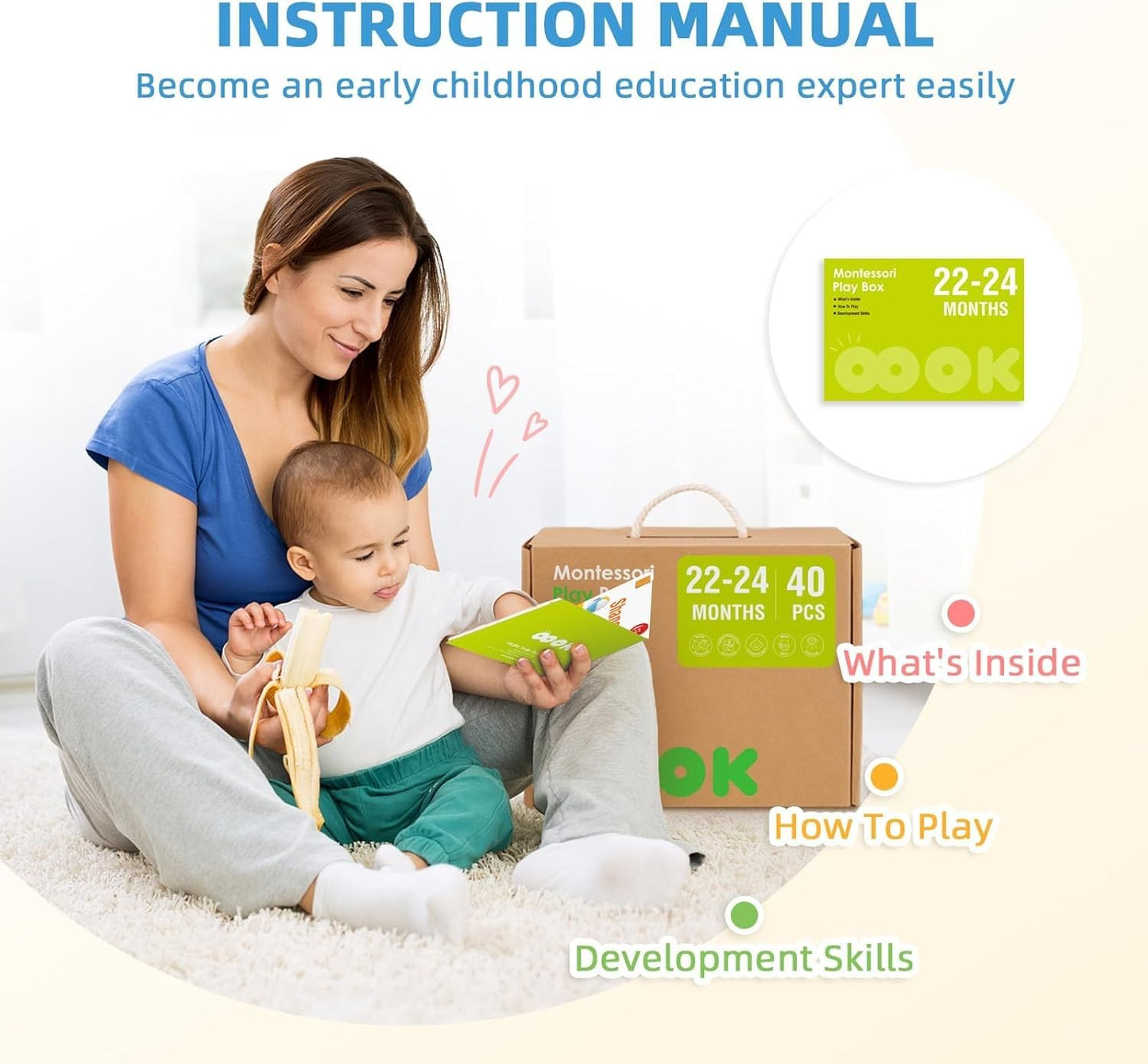 WUDLY Montessori Learning Wooden Baby Toys,22-24 Months
