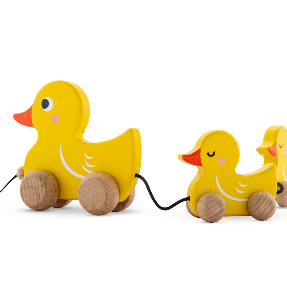 Wudly Wooden Duck Family Pull-Along Toy