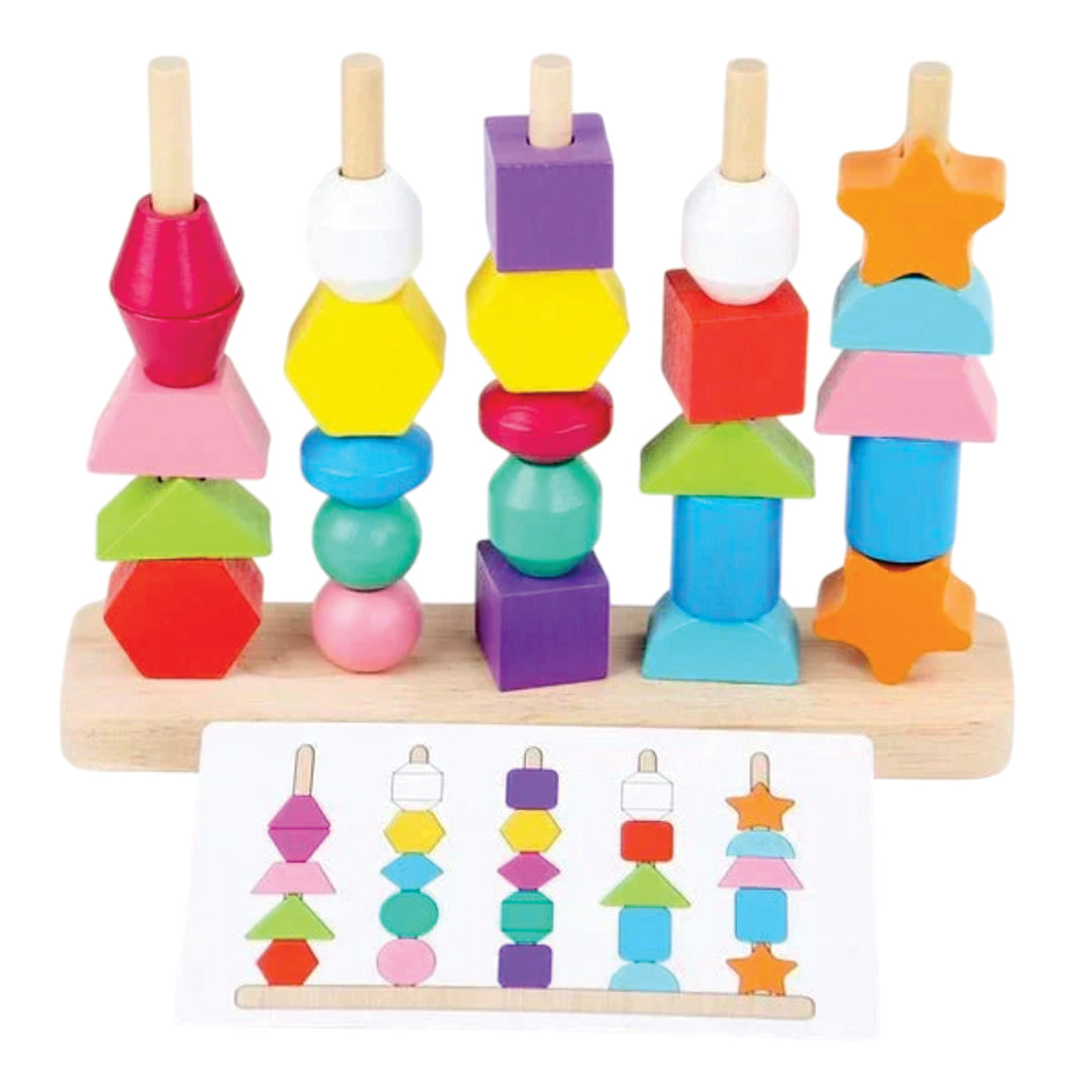 Wudly Wooden 5 Pillar Sorter with Lacing