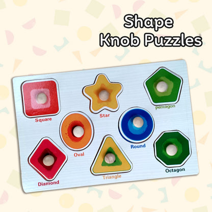 Wudly Wooden Knob Puzzle for Kids – Early Learning Educational Puzzle Board (Multiple Themes)