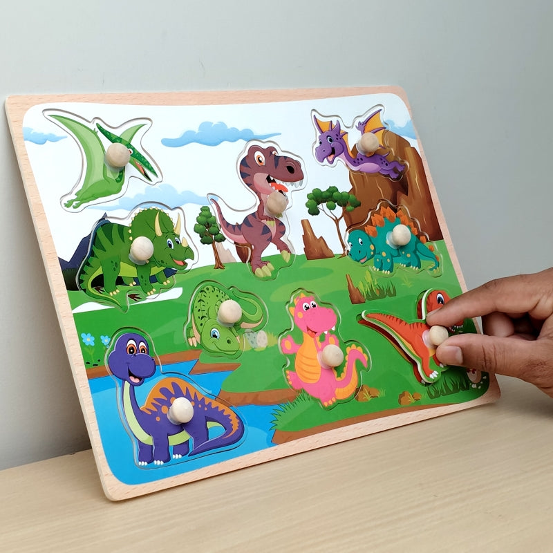 Wudly Wooden Knob Puzzle Board for Kids – Early Learning Educational Puzzle Toy (Multiple Themes)