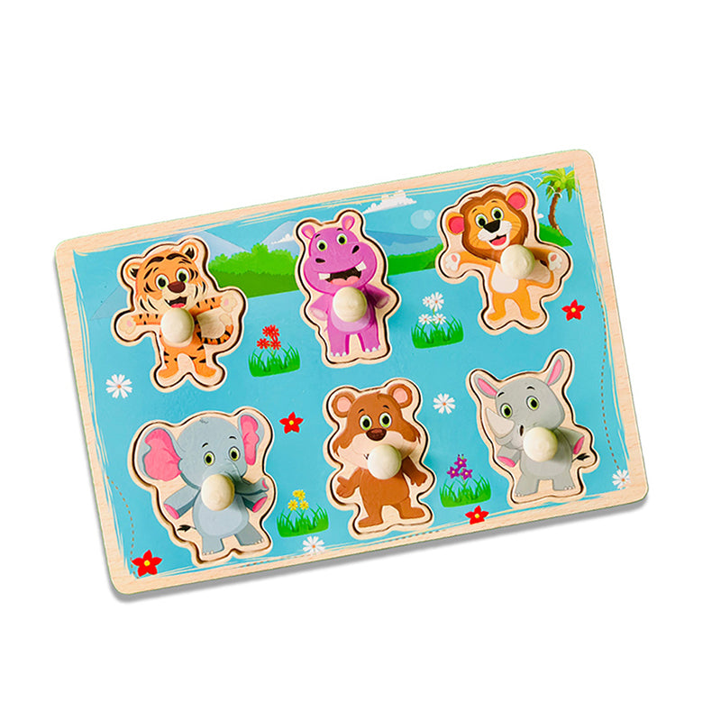 Wudly Wooden Knob Puzzle Board for Kids – Early Learning Educational Puzzle Toy (Multiple Themes)