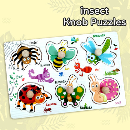 Wudly Wooden Knob Puzzle for Kids – Early Learning Educational Puzzle Board (Multiple Themes)