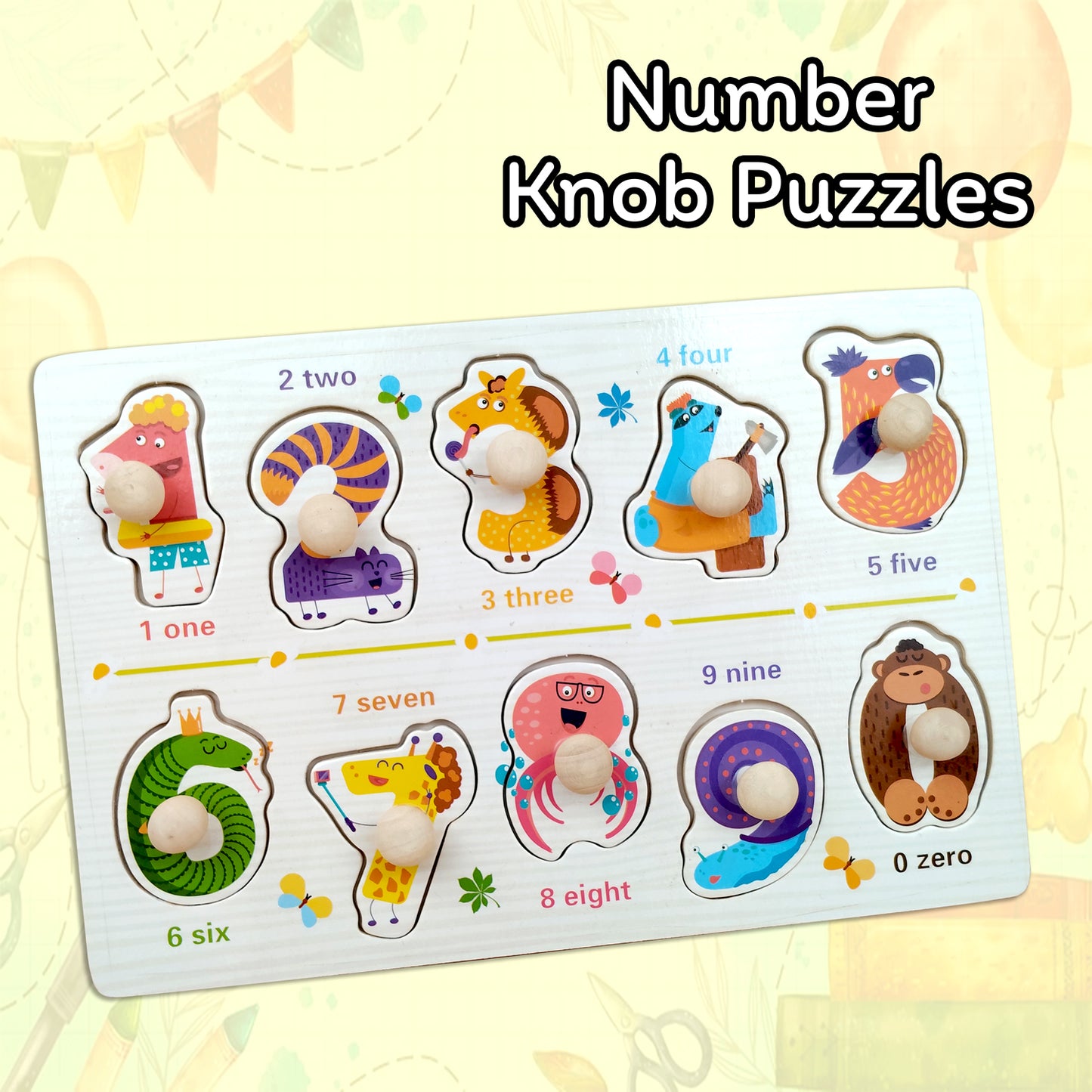 Wudly Wooden Knob Puzzle for Kids – Early Learning Educational Puzzle Board (Multiple Themes)