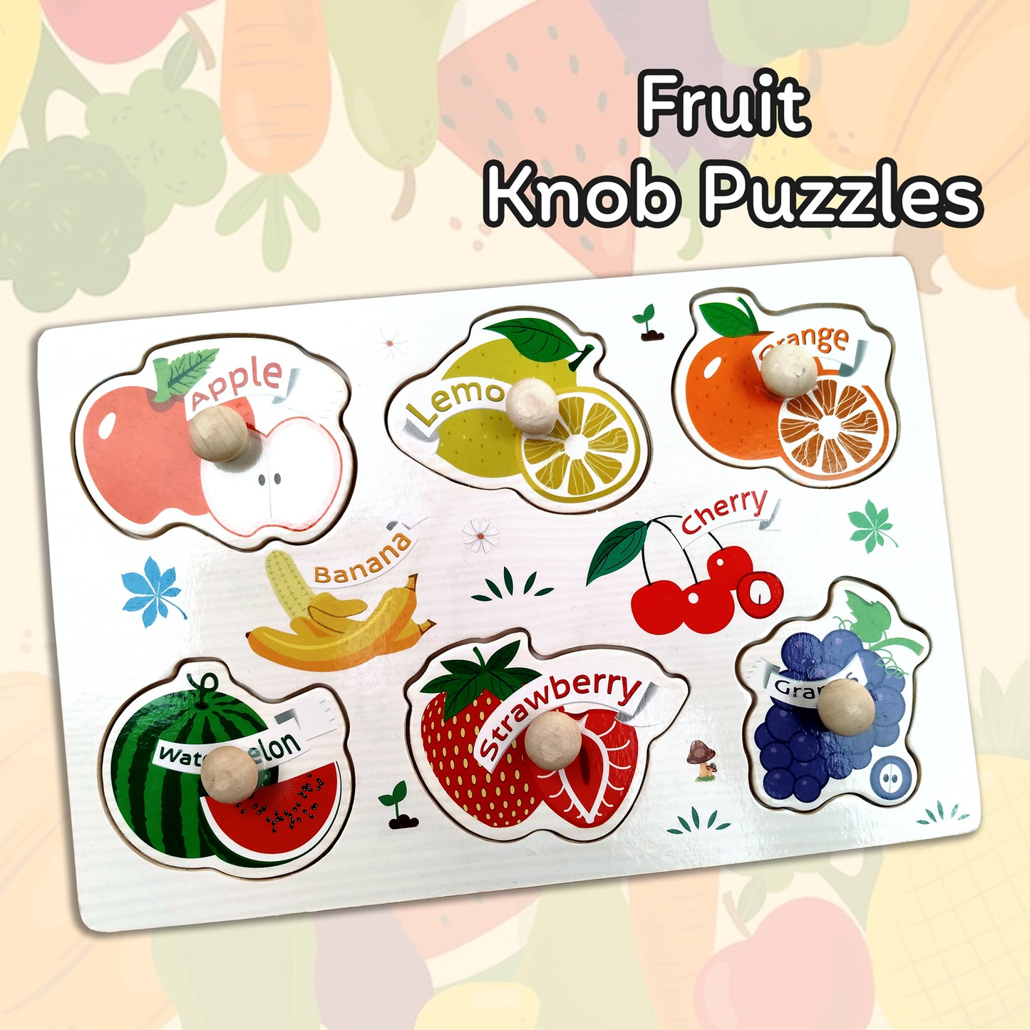 Wudly Wooden Knob Puzzle for Kids – Early Learning Educational Puzzle Board (Multiple Themes)