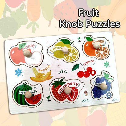 Wudly Wooden Knob Puzzle for Kids – Early Learning Educational Puzzle Board (Multiple Themes)