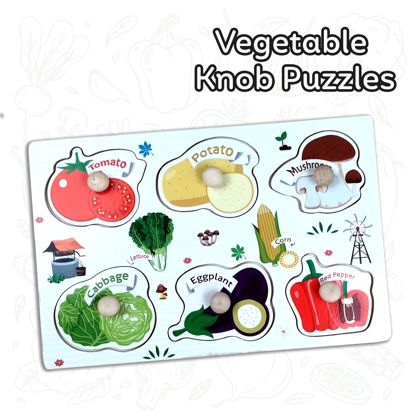 Wudly Wooden Knob Puzzle for Kids – Early Learning Educational Puzzle Board (Multiple Themes)