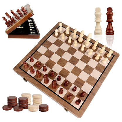 Wudly 2-in-1 Big Chess & Checkers
