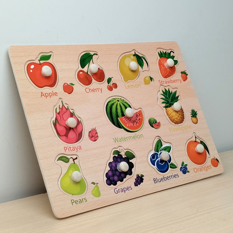 Wudly Wooden Knob Puzzle Board for Kids – Early Learning Educational Puzzle Toy (Multiple Themes)