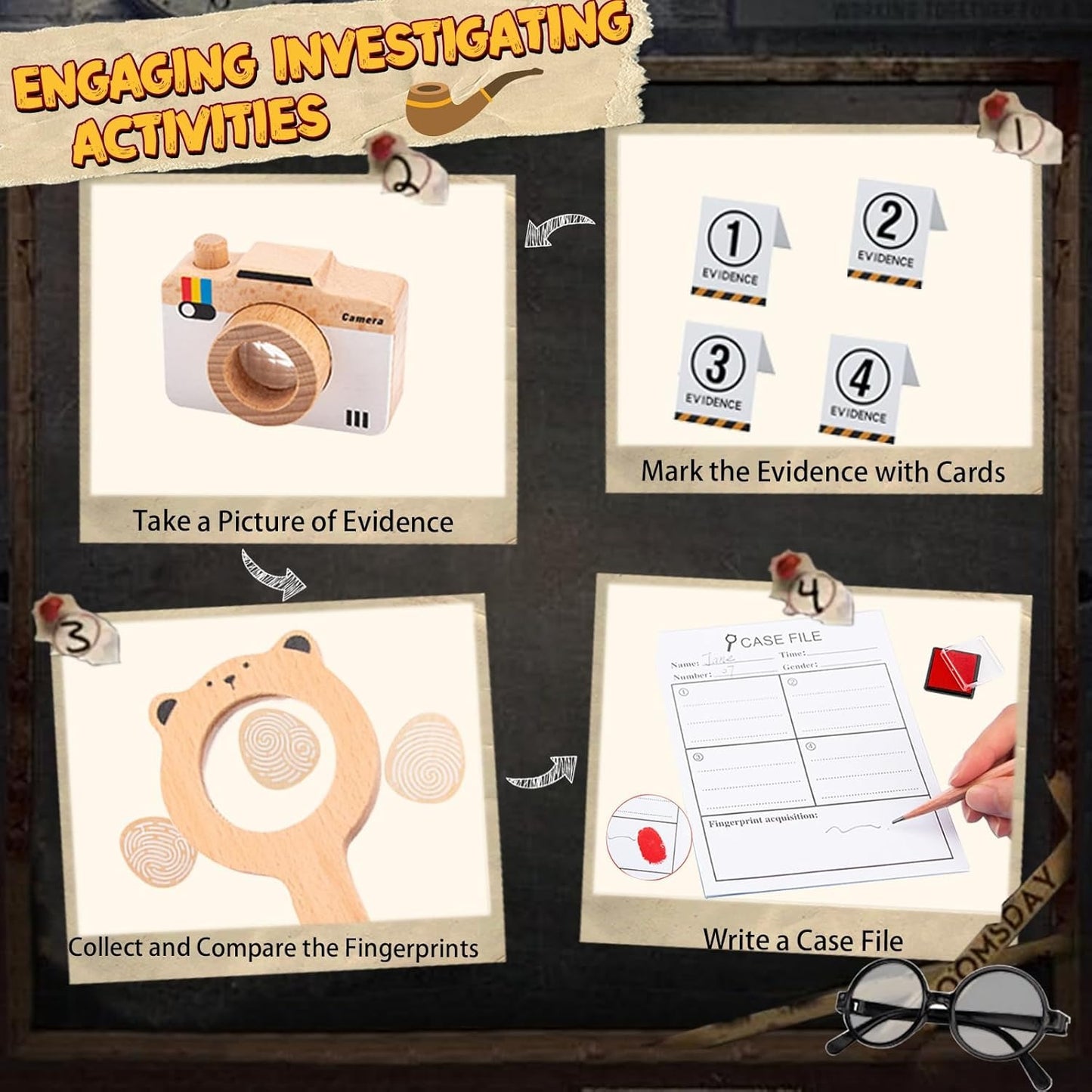 Wudly Wooden Detective Role Play Set