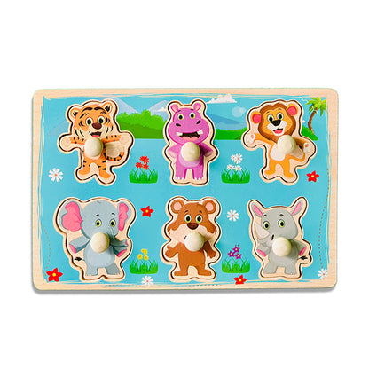 Wudly Wooden Knob Puzzle Board for Kids – Early Learning Educational Puzzle Toy (Multiple Themes)