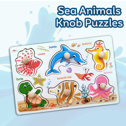 Wudly Wooden Knob Puzzle for Kids – Early Learning Educational Puzzle Board (Multiple Themes)