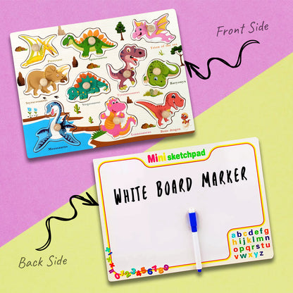 Wudly Wooden Knob Puzzle Board for Kids – Early Learning Educational Toy Trumpeter Grabbing Board (Multiple Themes)