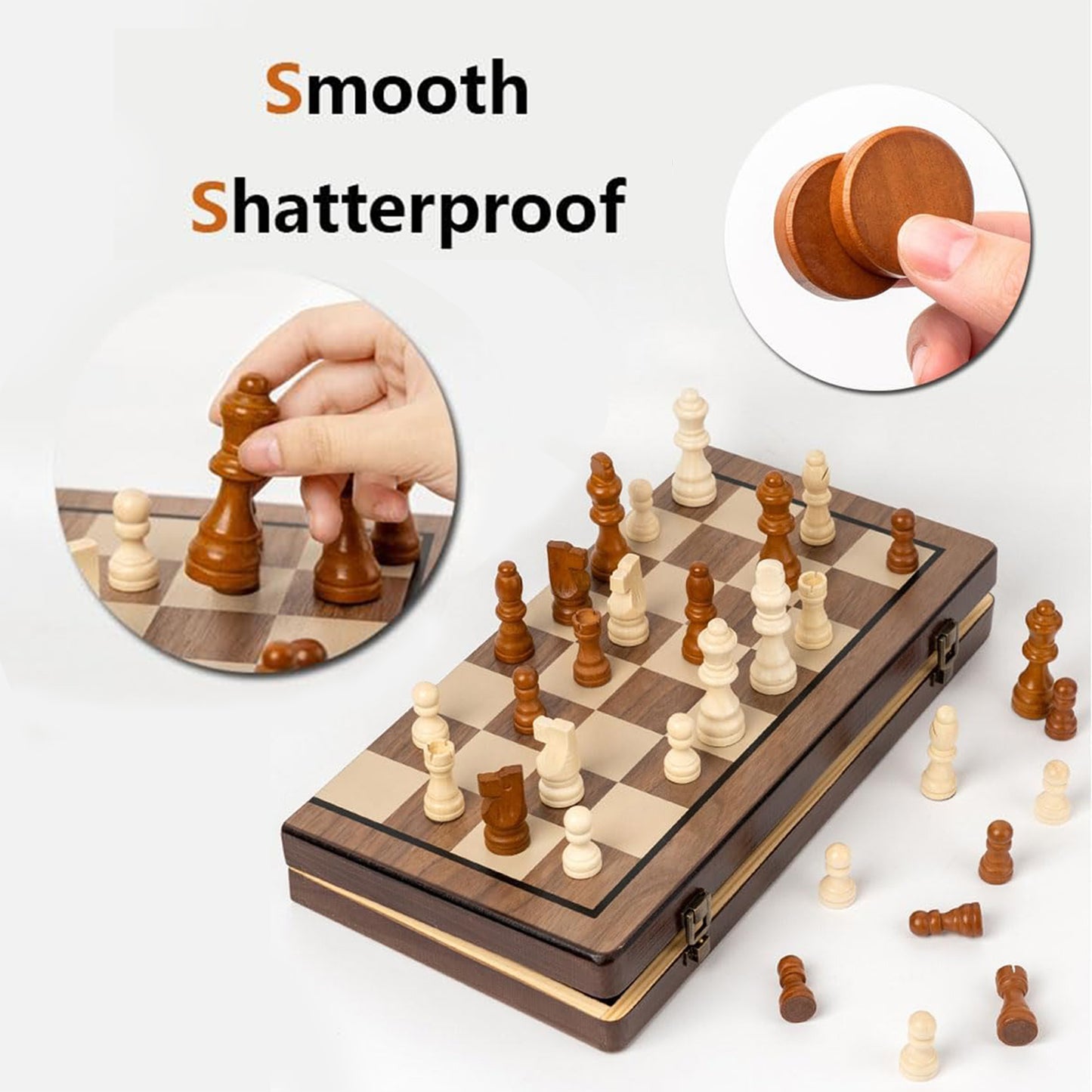 Wudly 2-in-1 Big Chess & Checkers