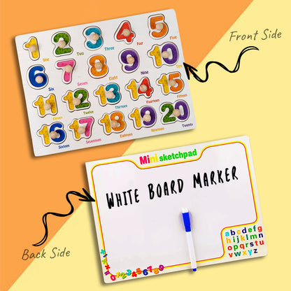Wudly Wooden Knob Puzzle Board for Kids – Early Learning Educational Toy Trumpeter Grabbing Board (Multiple Themes)