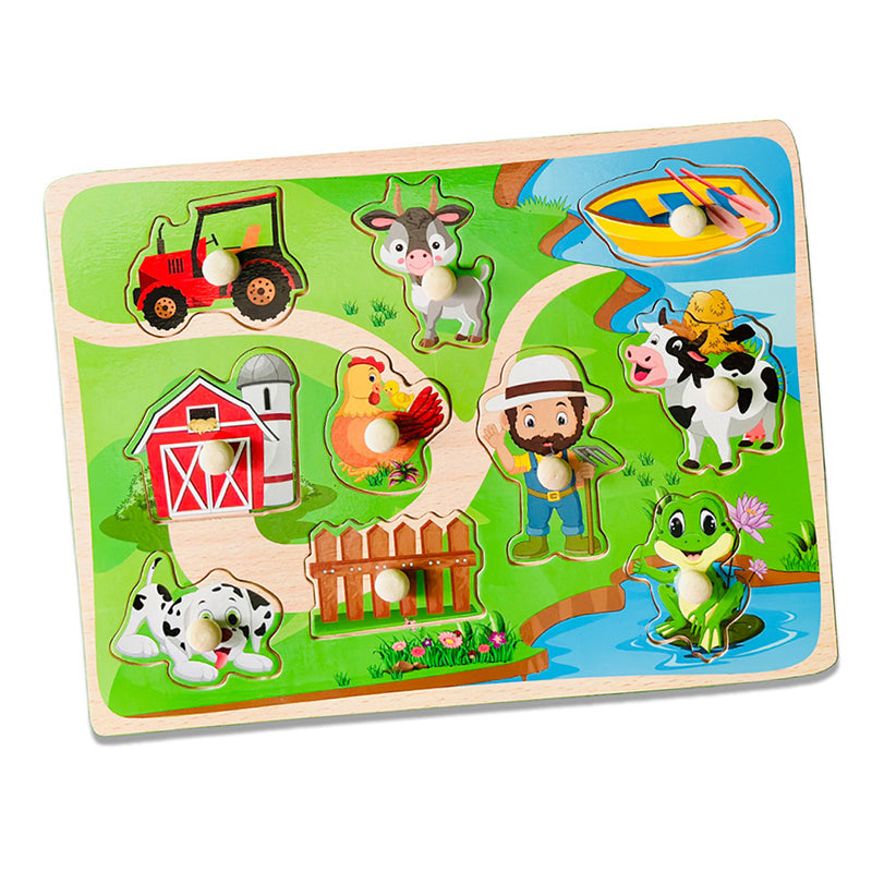 Wudly Wooden Knob Puzzle Board for Kids – Early Learning Educational Puzzle Toy (Multiple Themes)