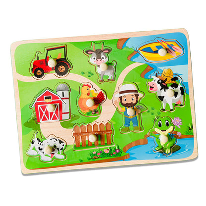 Wudly Wooden Knob Puzzle Board for Kids – Early Learning Educational Puzzle Toy (Multiple Themes)