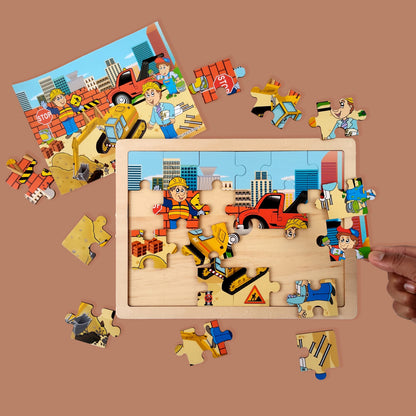 Wudly Wooden Layered Puzzle for Kids – Interactive Early Learning Educational Puzzle Toy (Multiple Themes)