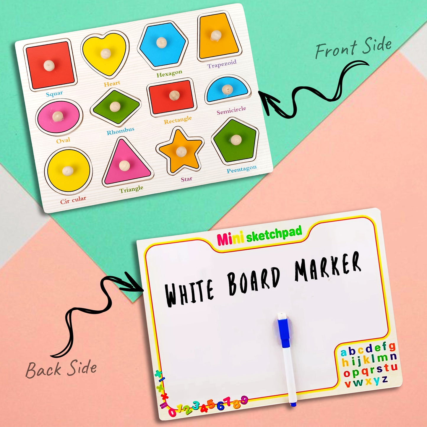 Wudly Wooden Knob Puzzle Board for Kids – Early Learning Educational Toy Trumpeter Grabbing Board (Multiple Themes)