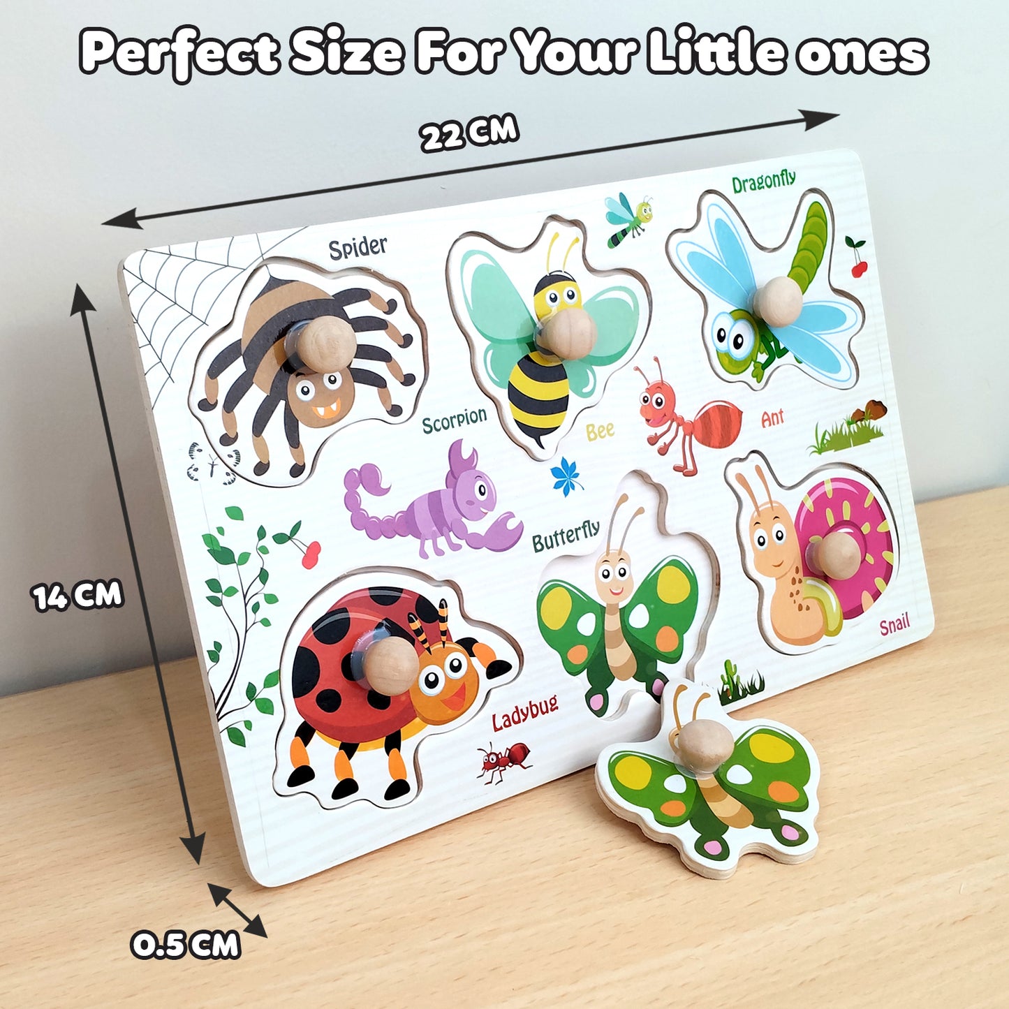 Wudly Wooden Knob Puzzle for Kids – Early Learning Educational Puzzle Board (Multiple Themes)