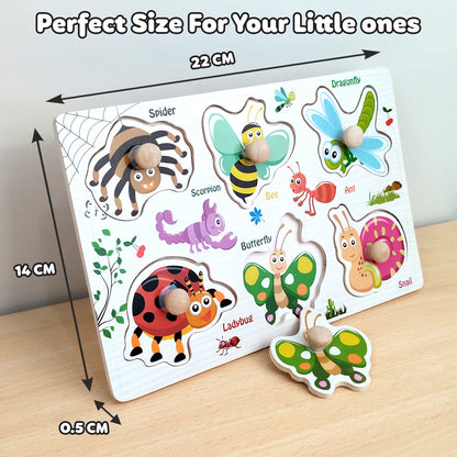 Wudly Wooden Knob Puzzle for Kids – Early Learning Educational Puzzle Board (Multiple Themes)