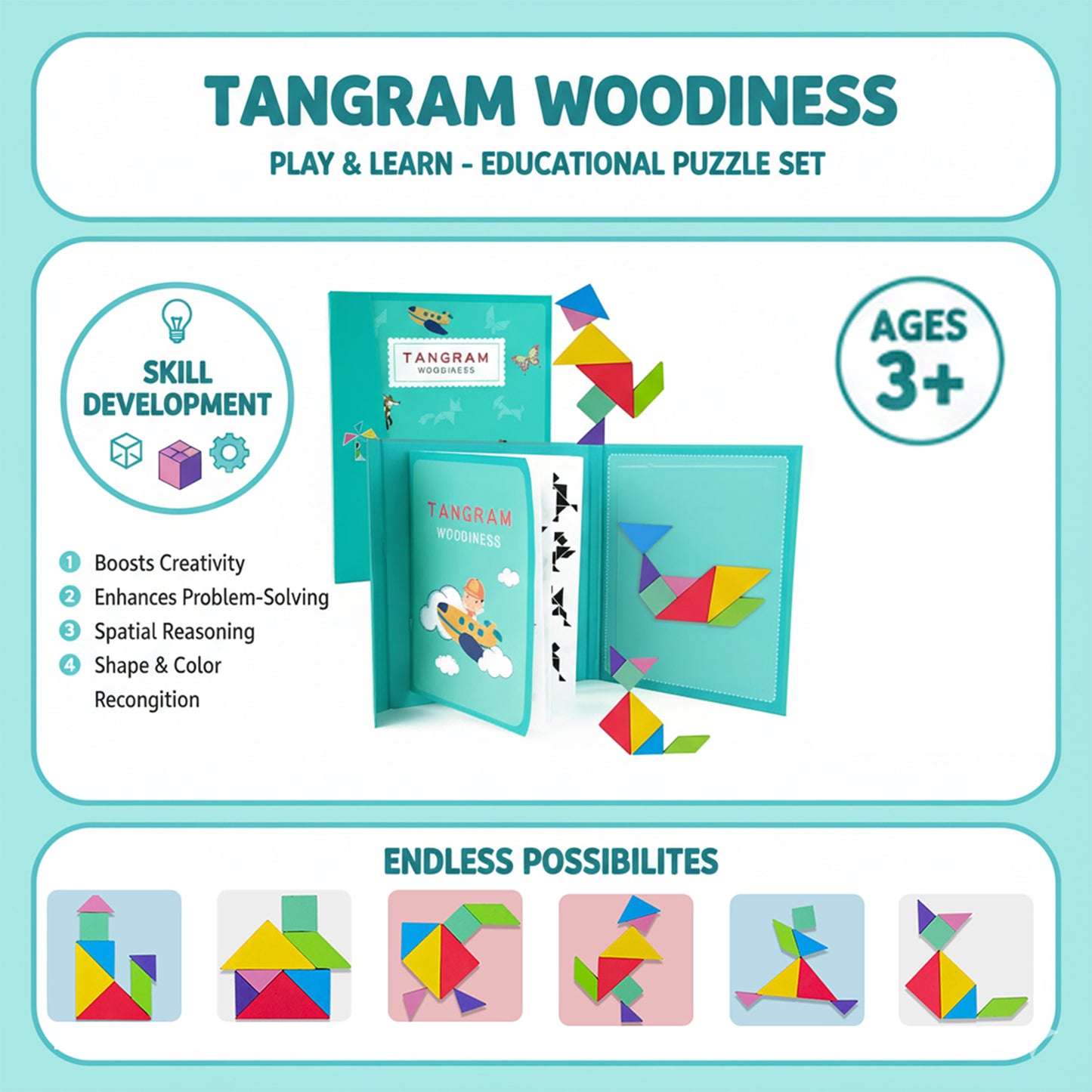 WUDLY Toys Tangram Brain Booster Puzzle