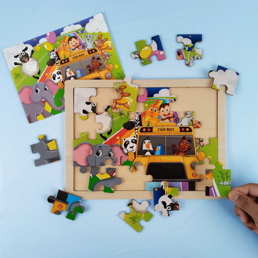 Wudly Wooden Layered Puzzle for Kids – Interactive Early Learning Educational Puzzle Toy (Multiple Themes)