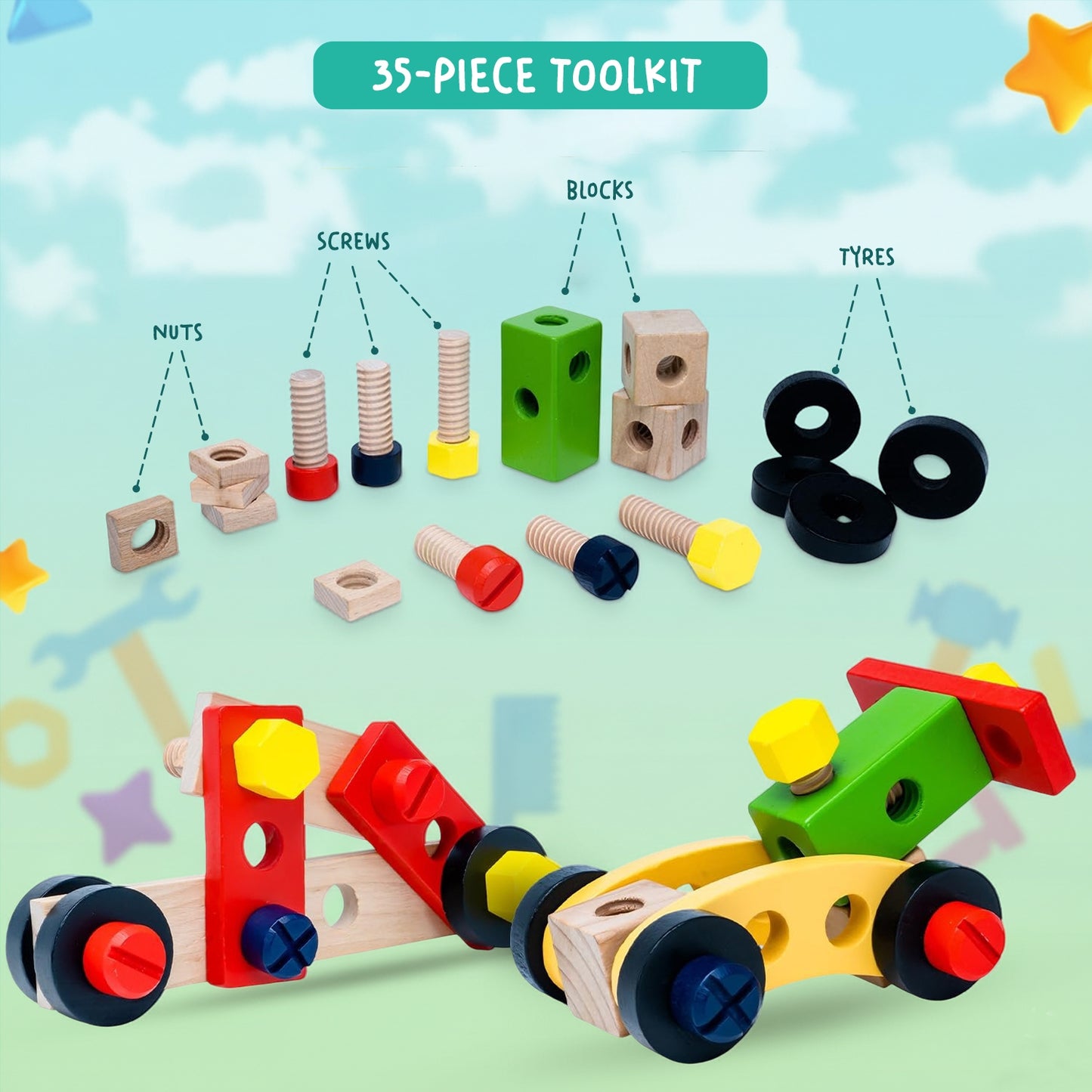 Wudly Wooden Tool Box