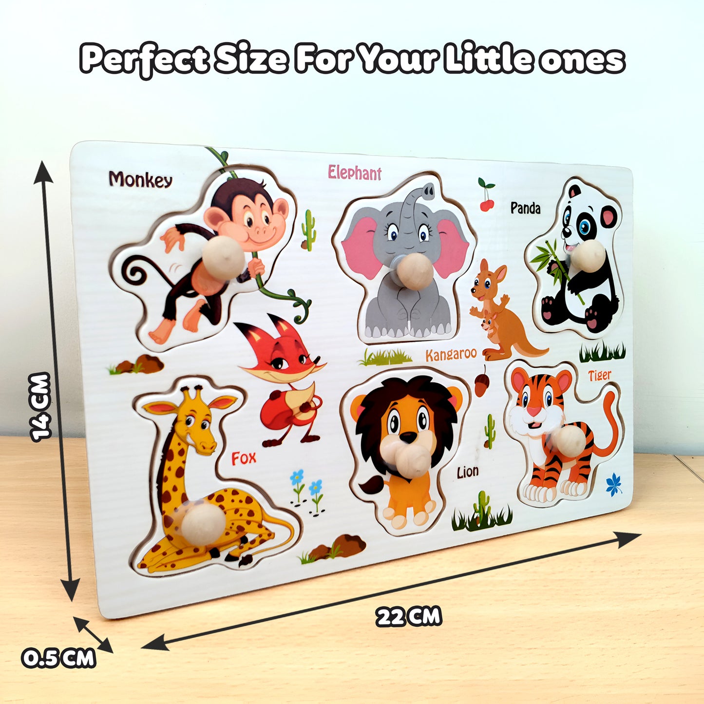 Wudly Wooden Knob Puzzle for Kids – Early Learning Educational Puzzle Board (Multiple Themes)