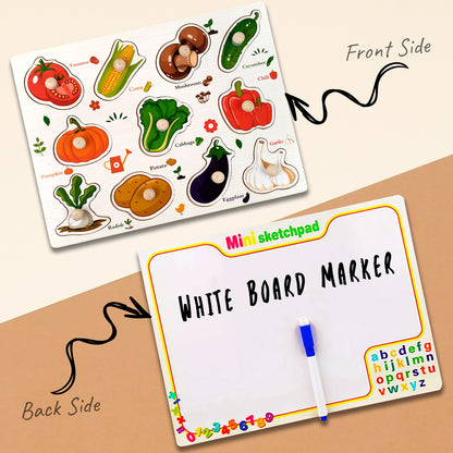 Wudly Wooden Knob Puzzle Board for Kids – Early Learning Educational Toy Trumpeter Grabbing Board (Multiple Themes)