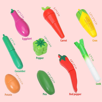 Wudly Wooden Cutting Vegetable With Wood Knife & Storage Basket