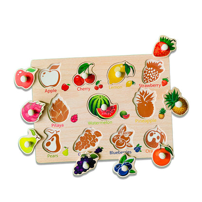 Wudly Wooden Knob Puzzle Board for Kids – Early Learning Educational Puzzle Toy (Multiple Themes)