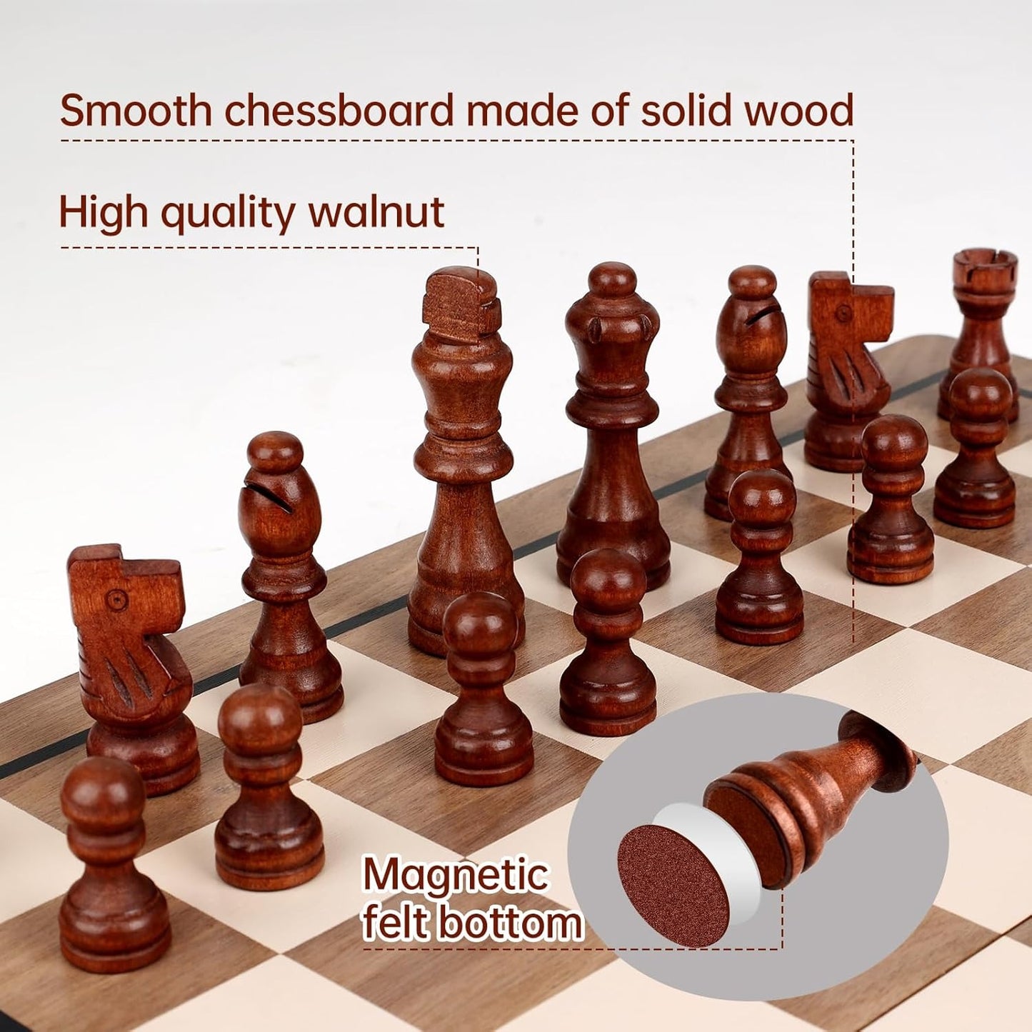 Wudly 2-in-1 Big Chess & Checkers