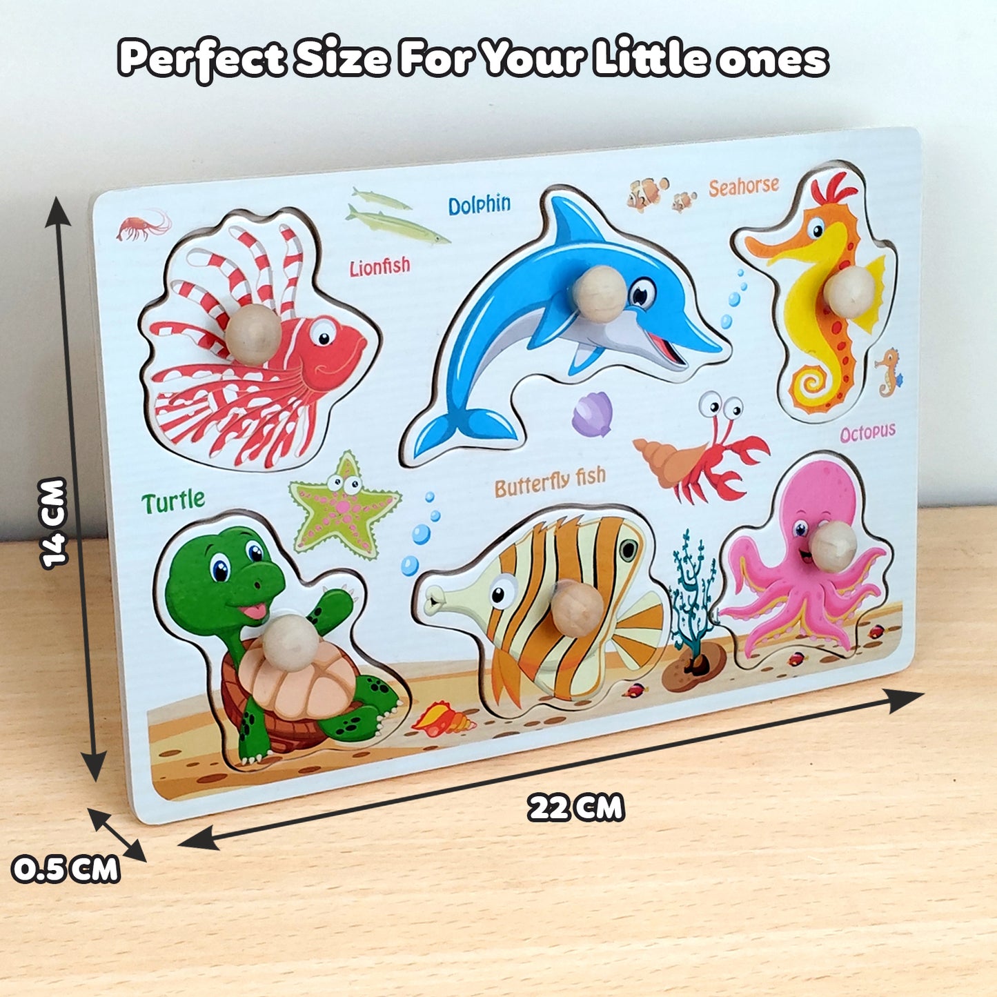 Wudly Wooden Knob Puzzle for Kids – Early Learning Educational Puzzle Board (Multiple Themes)