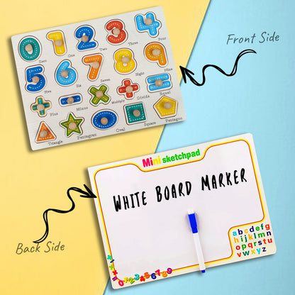 Wudly Wooden Knob Puzzle Board for Kids – Early Learning Educational Toy Trumpeter Grabbing Board (Multiple Themes)