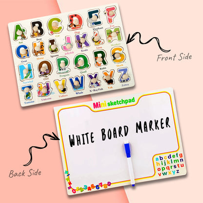 Wudly Wooden Knob Puzzle Board for Kids – Early Learning Educational Toy Trumpeter Grabbing Board (Multiple Themes)