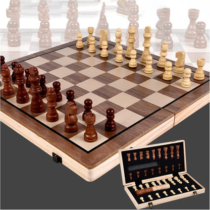 Wudly 2-in-1 Big Chess & Checkers
