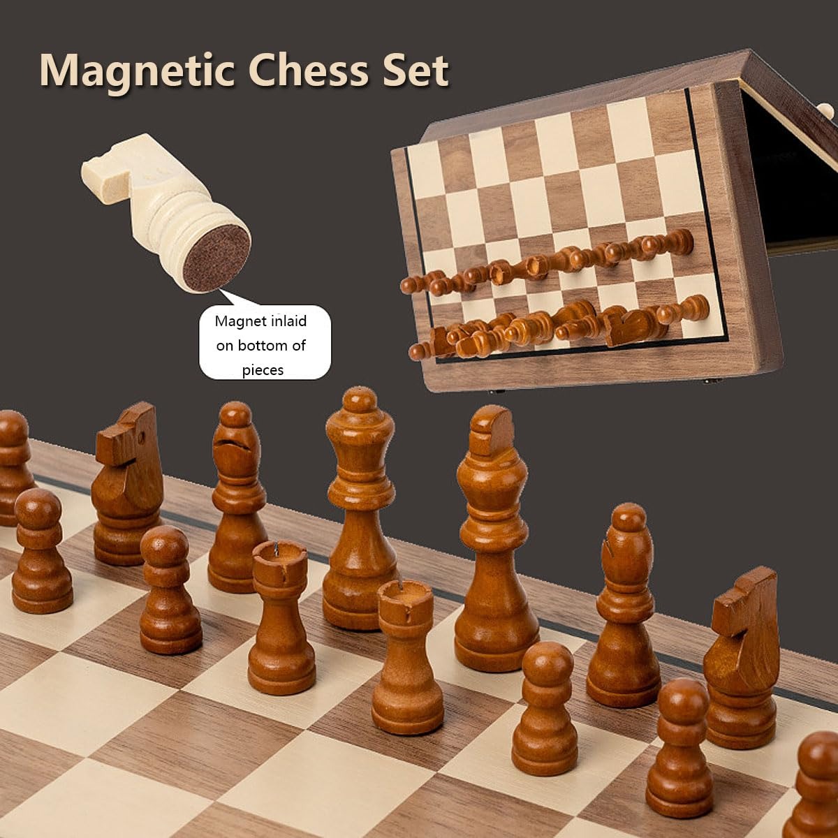 Wudly 2-in-1 Big Chess & Checkers