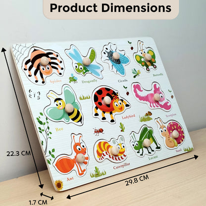 Wudly Wooden Knob Puzzle Board for Kids – Early Learning Educational Toy Trumpeter Grabbing Board (Multiple Themes)